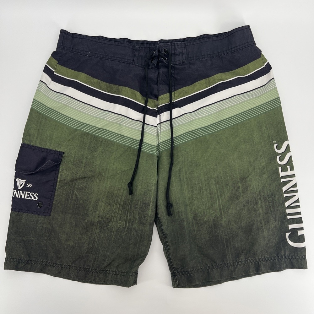 Guinness Swim Shorts Mens 2XL Mesh Lining Green Board Surfing Drawstring Beer